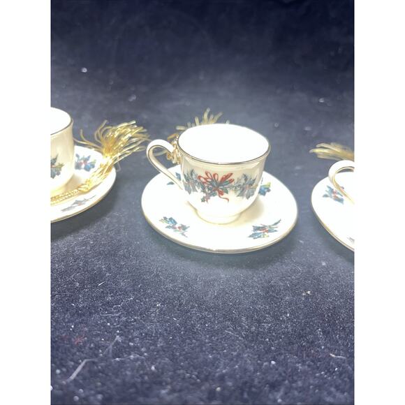 3 Lenox Winter Greetings Miniature Cup & Saucer Ornament - Picture 2 of 5